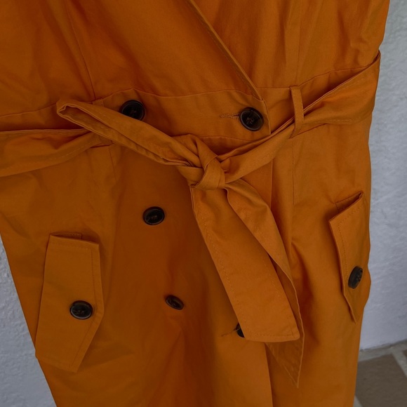 Chic Sexy Slim Orange Elegant Breasted Buckled Dress Belt Side Pockets Mustard - Picture 11 of 16